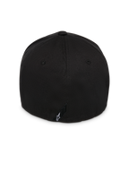 Alpinestars Instinct pet, zwart, achteraanzicht met gestructureerde kroon en flex-back ontwerp, voorzien van een klein zwart label met wit Astars-logo, duurzame twill stof, casual op motorsport geïnspireerde hoofdbedekking