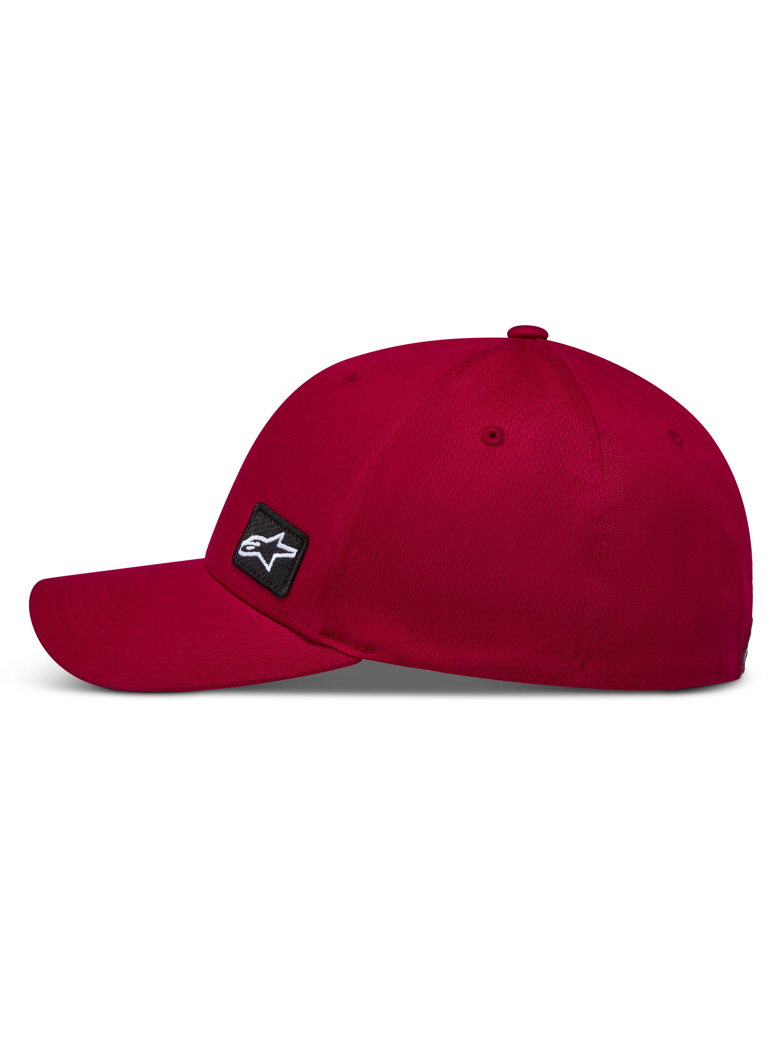 Alpinestars Pivot Hat, dark red twill sportswear cap featuring a curved bill and an embroidered Astars logo patch.