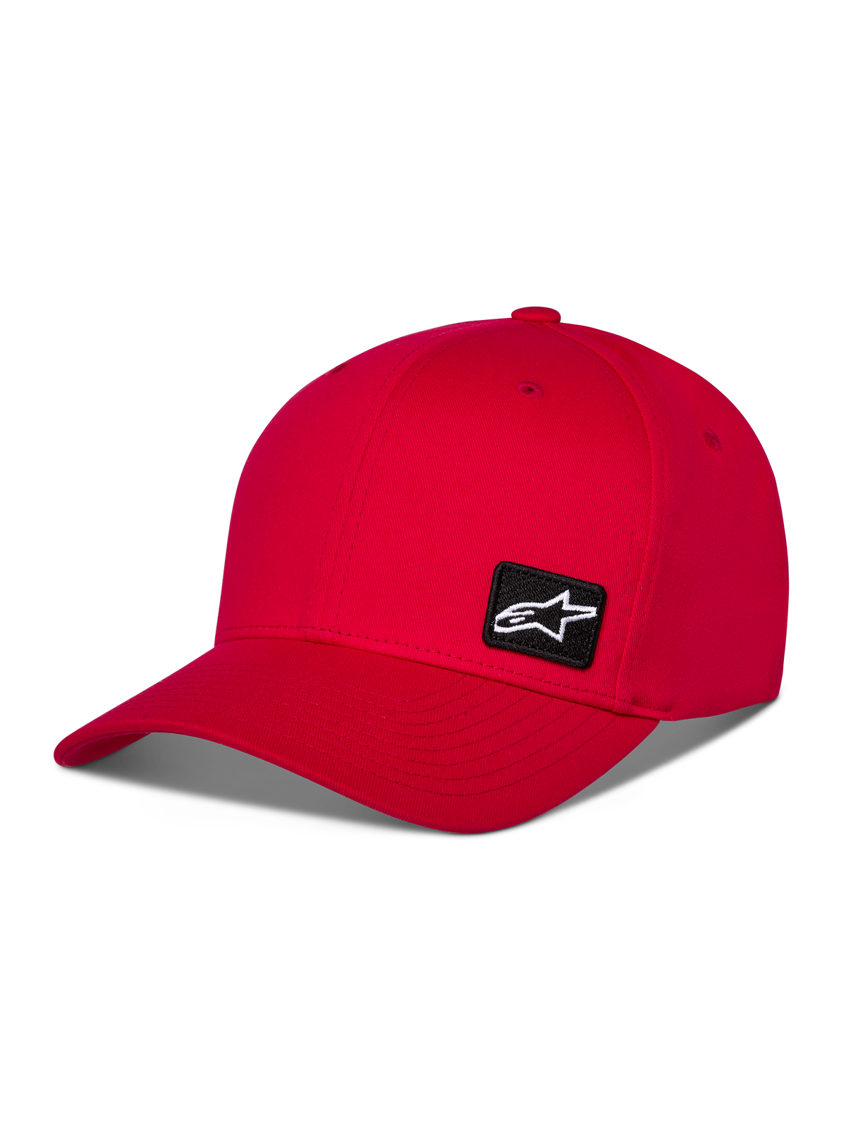 Alpinestars Pivot Kappe, rote Sportswear Baseball-Kappe, gebogener Schirm mit strukturierter Krone, kleiner schwarzer Astars-Logo-Stickaufnäher an der Seite, lässiges Motorsport-Design