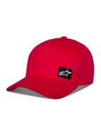 Alpinestars Pivot Hat, Red Sportswear Baseball Cap, curved bill with structured crown, featuring a small black Astars logo embroidery patch on the side, casual motorsport design