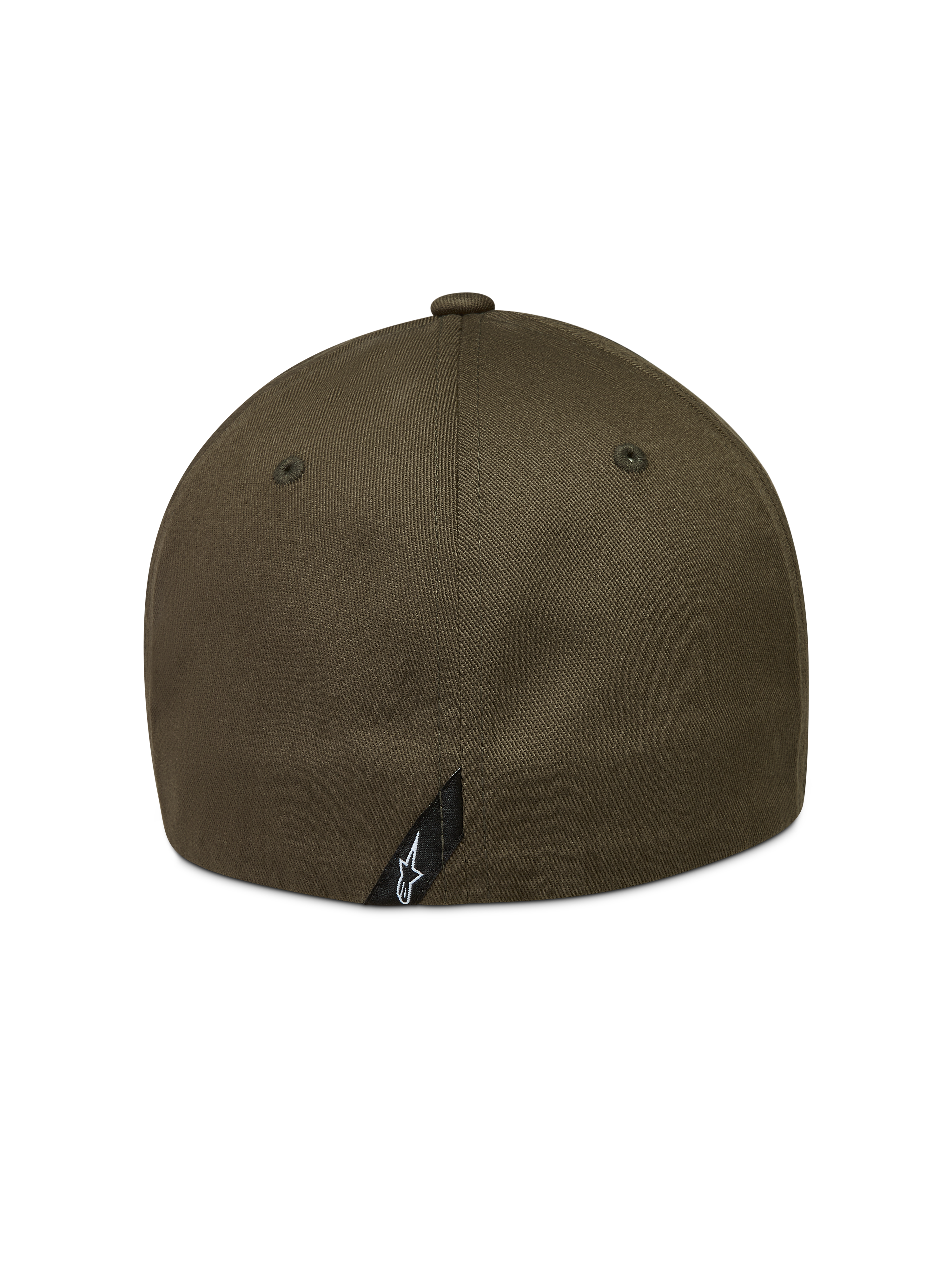 Alpinestars Pivot Hat in Military Green, rear view of the sportswear cap featuring a small Astars logo label.