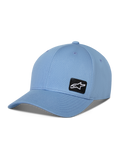 Alpinestars Pivot-pet, baseballcap met gebogen klep, blauw, met een kleine zwarte geborduurde Astars-logopatch aan de zijkant, casual sportswear-accessoire