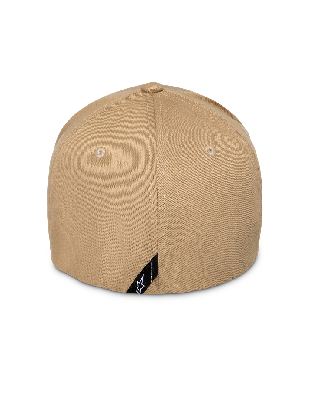 Alpinestars Pivot pet, Khaki Sand, achteraanzicht, met gestructureerde kroon en flex-fit achterkant, voorzien van een klein zwart diagonaal label met wit Astars-logo, casual sportswear hoofddeksel