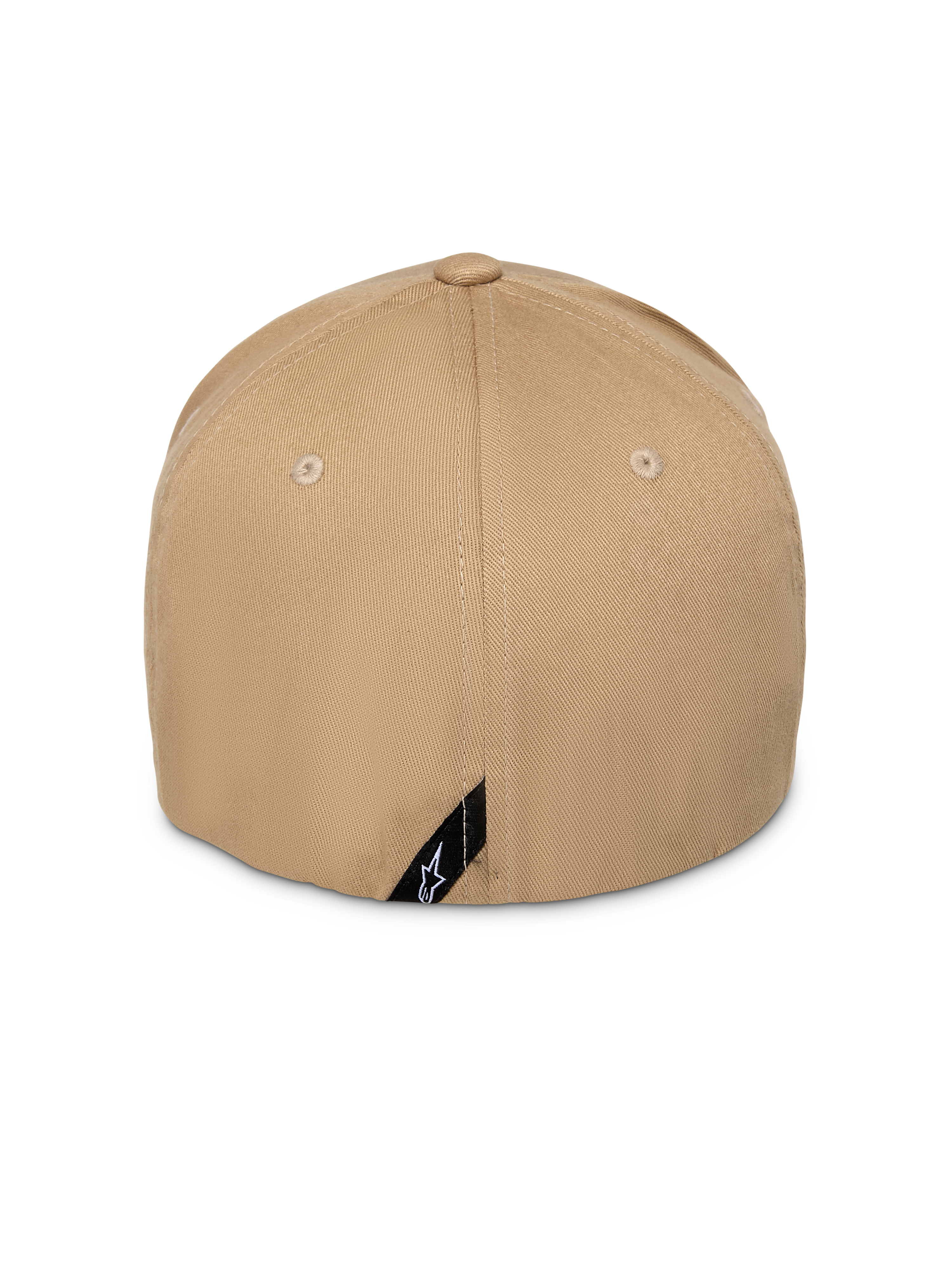 Alpinestars Pivot pet, Khaki Sand, achteraanzicht, met gestructureerde kroon en flex-fit achterkant, voorzien van een klein zwart diagonaal label met wit Astars-logo, casual sportswear hoofddeksel