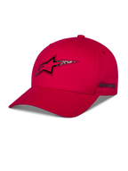 Casquette Snapback Alpinestars Carbon Fiber, rouge, logo Astars à l'avant et logo sur le côté avec impression par transfert thermique aspect fibre de carbone, visière incurvée et couronne structurée, style streetwear motorsport décontracté