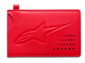 Alpinestars Ageless creditcardhouder, rood, klassieke portemonnee van split-leer, gedebosseerd Astars-logo, gebogen inkeping, geperforeerd hoekdetail, slank minimalistisch accessoire