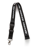 Alpinestars Linear sleutelkoord, zwart en wit, zwarte band met bedrukt wit Alpinestars tekstlogo, voorzien van een zwarte plastic veiligheidssluiting en een metalen draaiclip, casual sportaccessoire
