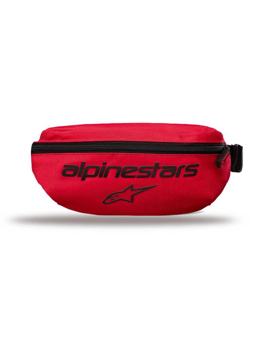 Alpinestars Only Linear heuptas, kleine waist pack, rood, zwarte Alpinestars-tekst en sterlogo, verticale ritssluiting, duurzaam 600D polyester, urban streetwear-stijl