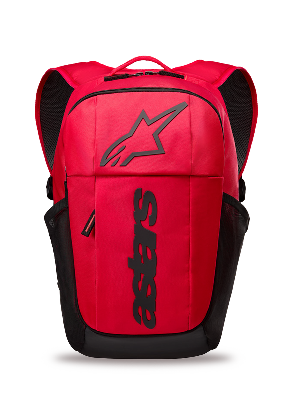 Alpinestars GFX Boss rugzak, rood en zwarte rugzak voor dagelijks gebruik, 20 liter inhoud, voorzien van verhoogd zwart siliconen Astars-logo en verticale branding, zijvakken van mesh, gevoerde luchtmesh schouderbanden, duurzame 600D polyester constructie
