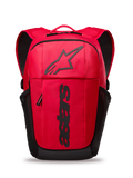Alpinestars GFX Boss rugzak, rood en zwarte rugzak voor dagelijks gebruik, 20 liter inhoud, voorzien van verhoogd zwart siliconen Astars-logo en verticale branding, zijvakken van mesh, gevoerde luchtmesh schouderbanden, duurzame 600D polyester constructie