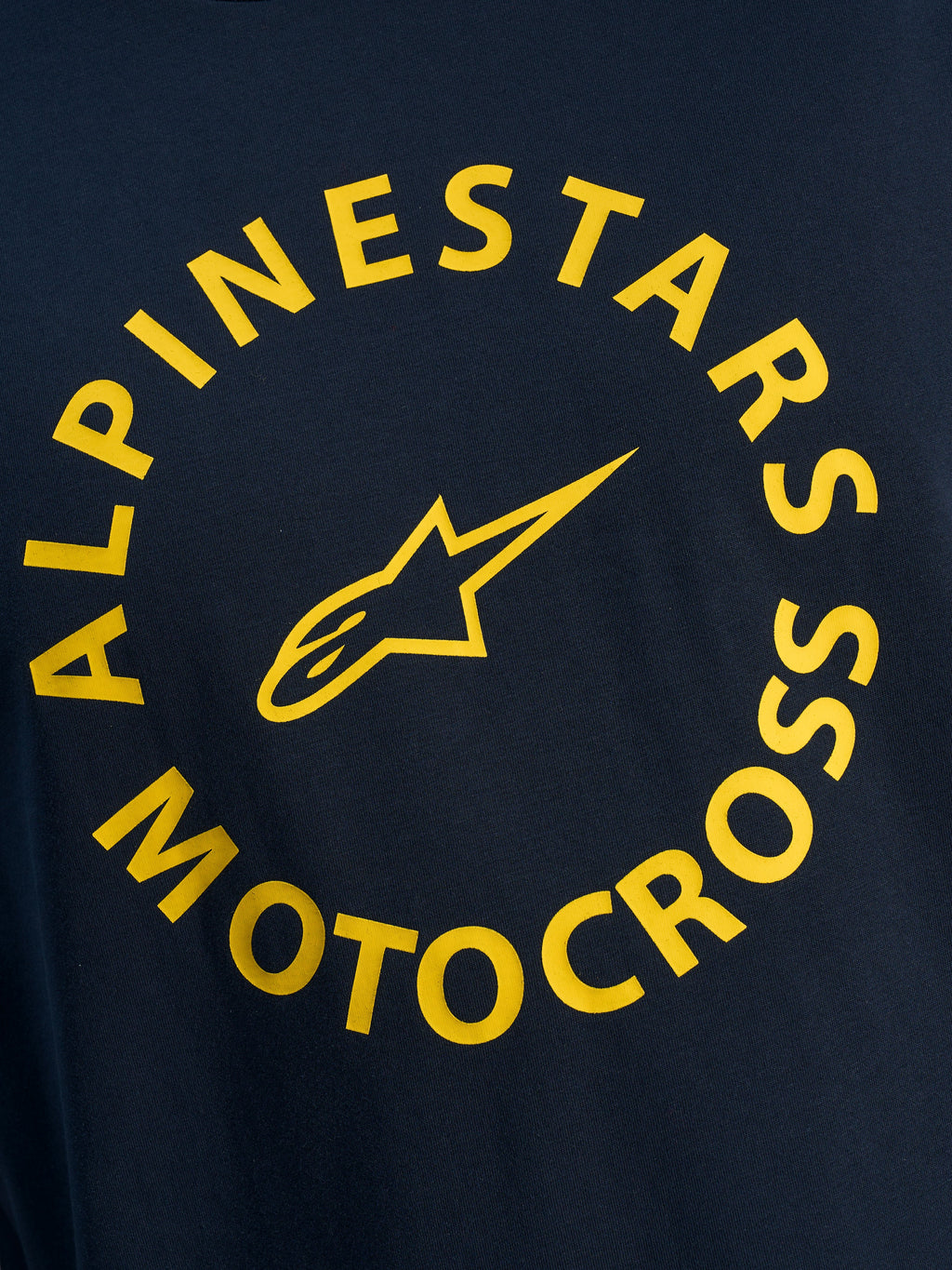 Alpinestars MX CSF T-shirt, shirt met korte mouwen, navy, gele ronde Alpinestars Motocross-grafiek met sterlogo, casual motorsport streetwear