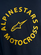 Alpinestars MX CSF T-shirt, shirt met korte mouwen, navy, gele ronde Alpinestars Motocross-grafiek met sterlogo, casual motorsport streetwear
