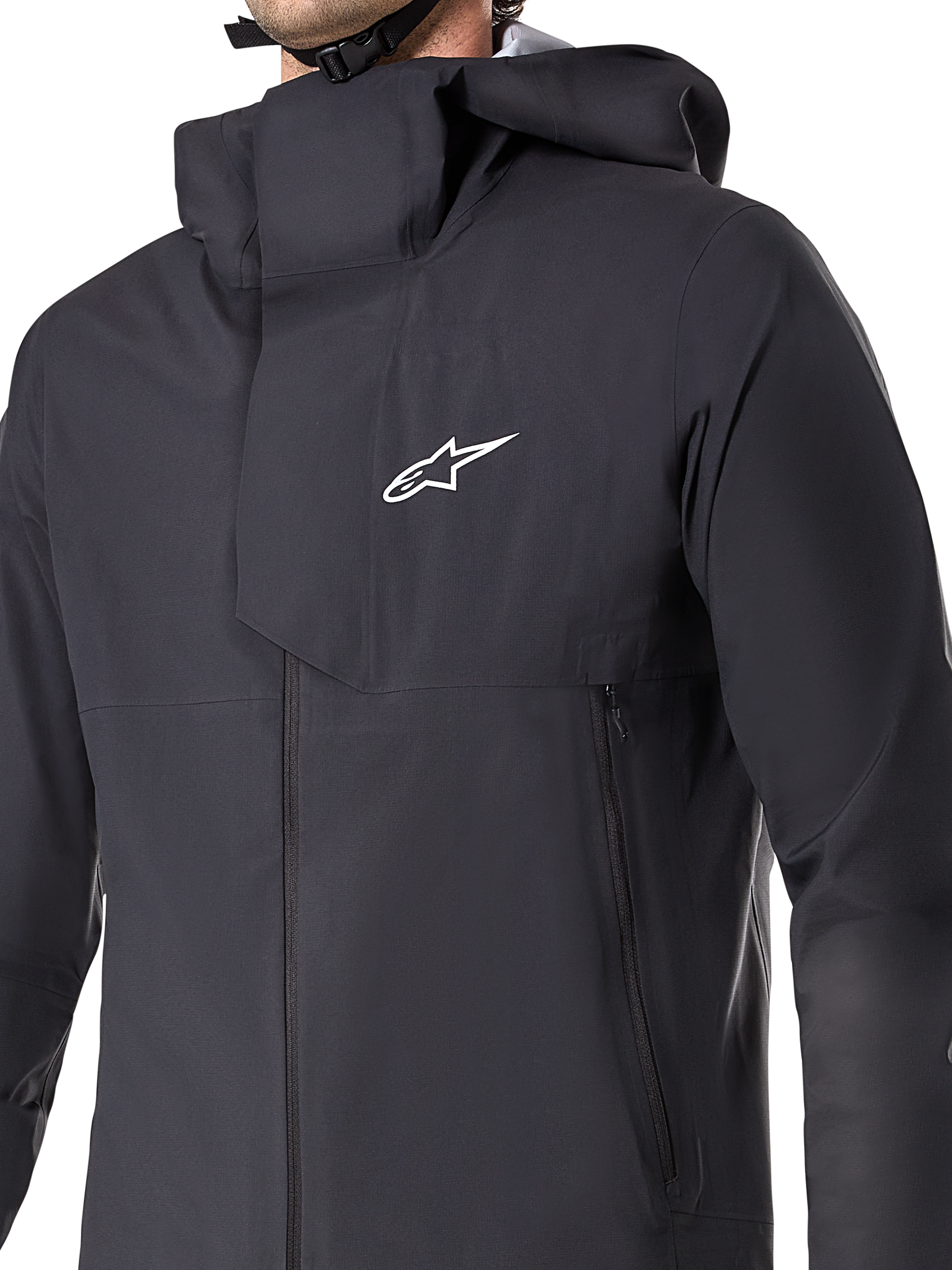 Veste imperméable Alpinestars A-Dura Elite, veste de cyclisme VTT, noire, dotée d'une membrane imperméable à 3 couches, d'une capuche par-dessus le casque, de poches zippées et d'une texture ripstop technique pour la pratique du VTT sur sentiers