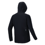 Veste thermique Alpinestars A-Dura, noire, vue de dos, dotée d'une capuche et de manches longues avec un petit logo Alpinestars blanc en bas du dos, conception isolée légère pour la performance en VTT