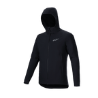 Veste thermique Alpinestars A-Dura, noire, veste de VTT légère et isolée, dotée d'un design à capuche, d'une fermeture éclair frontale intégrale et d'un logo Astars argenté réfléchissant sur la poitrine, vêtement technique pour le cyclisme par temps froid
