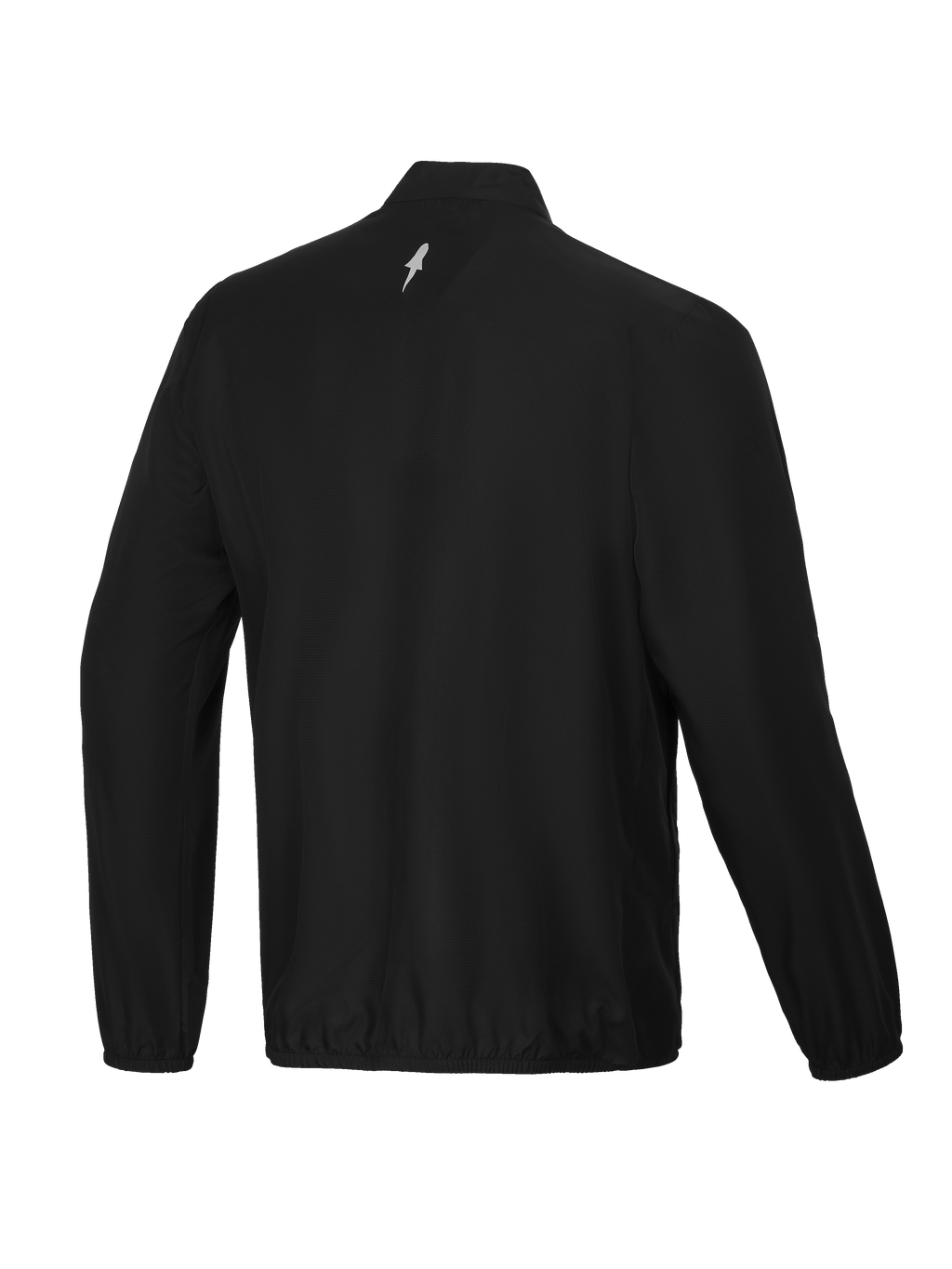 Alpinestars A-Aria Windbreaker Jas, heren cycling en MTB windbreaker in zwart met opstaande kraag en reflecterend logodetail op de achterkant
