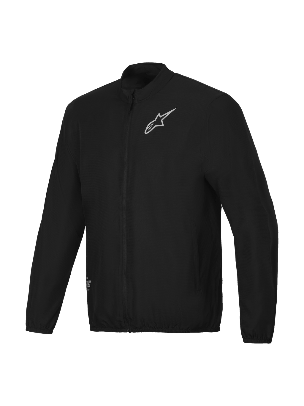 Alpinestars A-Aria Windbreaker Jas, heren winddichte mountainbikejas, zwart, volledige ritssluiting met opstaande kraag en kenmerkend logo op de borst