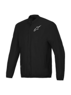 Alpinestars A-Aria Windbreaker Jas, heren winddichte mountainbikejas, zwart, volledige ritssluiting met opstaande kraag en kenmerkend logo op de borst