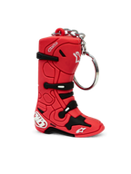 Alpinestars Tech 10 Boot sleutelhanger, 3D motocross laars sleutelhanger, rood en zwart, synthetisch ontwerp met metalen ring