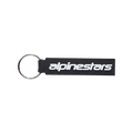 Alpinestars Linear Schlüsselanhänger, schwarzer rechteckiger Schlüsselanhänger mit weißem Alpinestars-Logo, silberner Metallring, hochwertige 3D-geformte PVC-Konstruktion, Motorsport-inspiriertes Accessoire