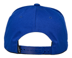 Alpinestars Los Angeles pet, achteraanzicht, blauw katoenen twill, verstelbare blauwe snapbacksluiting, klein zwart label met wit Ageless-logo, casual sportkleding hoofdbedekking