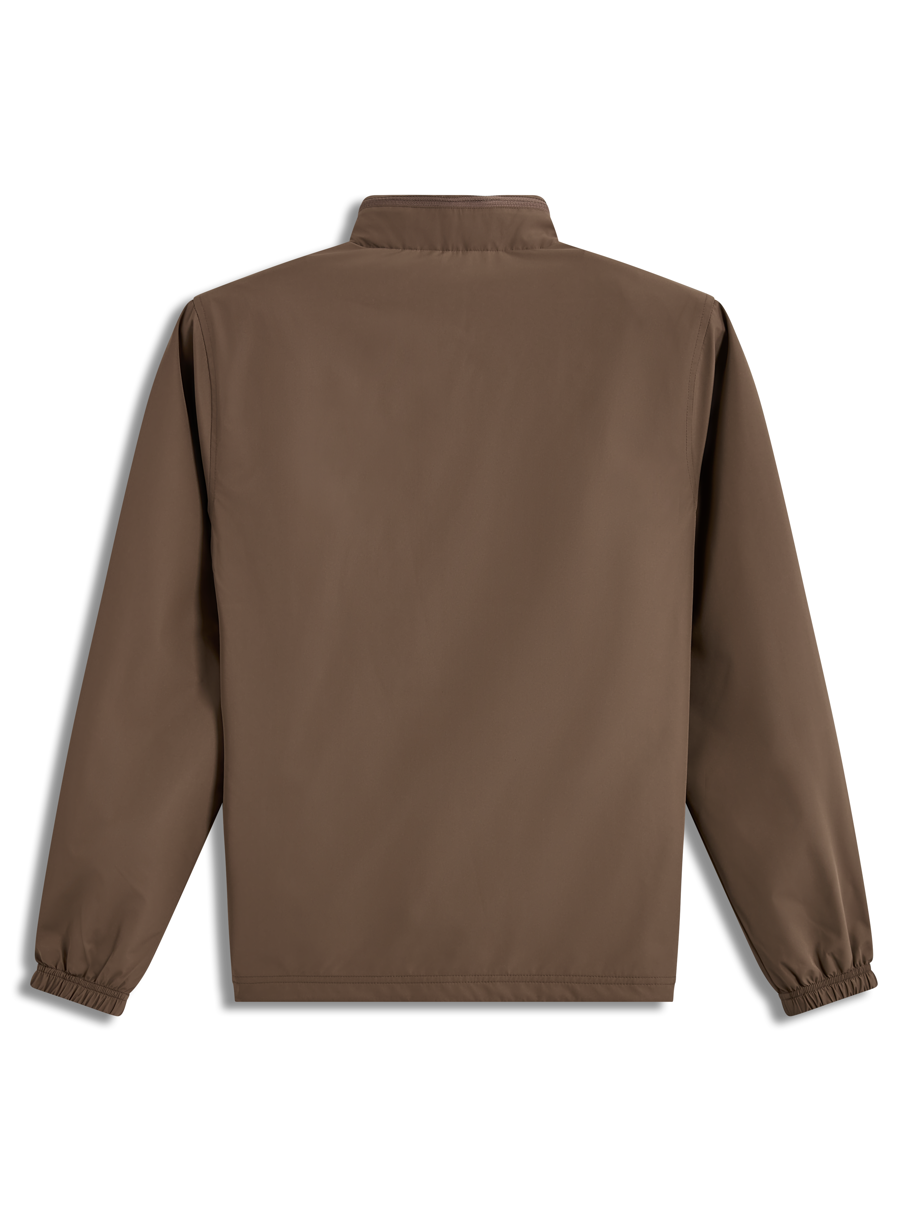 Alpinestars Overhaul Racer Jacket, lightweight Walnut brown sportswear jacket, back view with packable hood collar.