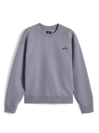 Alpinestars Essentials Ageless Crew, premium crewneck sweatshirt, Silver, featuring a small black Astar logo on the chest, ribbed collar, cuffs, and hem, casual motorsport-inspired streetwear