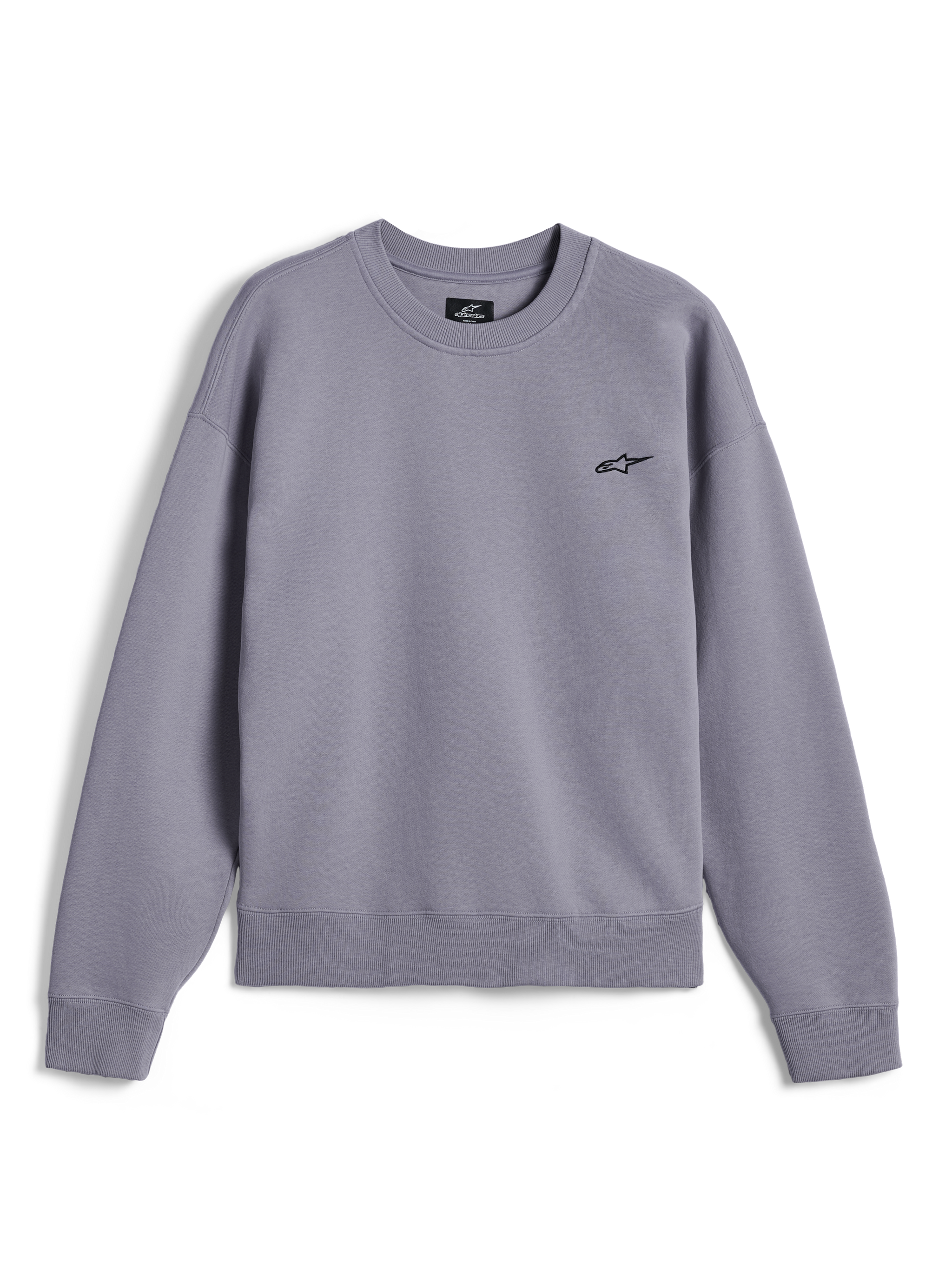 Alpinestars Essentials Ageless Crew, sweat-shirt à col rond de qualité supérieure, Silver, avec un petit logo Astar noir sur la poitrine, col, poignets et ourlet côtelés, streetwear décontracté inspiré du sport automobile