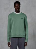 Alpinestars Essentials Ageless Crew, casual sweatshirt met ronde hals, cactusgroen met een klein zwart sterlogo op de borst, geribbelde kraag, manchetten en zoom, premium compact fleece sportswear