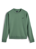 Alpinestars Essentials Ageless Crew, crewneck sweatshirt, cactusgroen, klein zwart Astar-logo op de borst, geribbelde kraag, manchetten en zoom, premium fleece, casual off-bike sportkleding