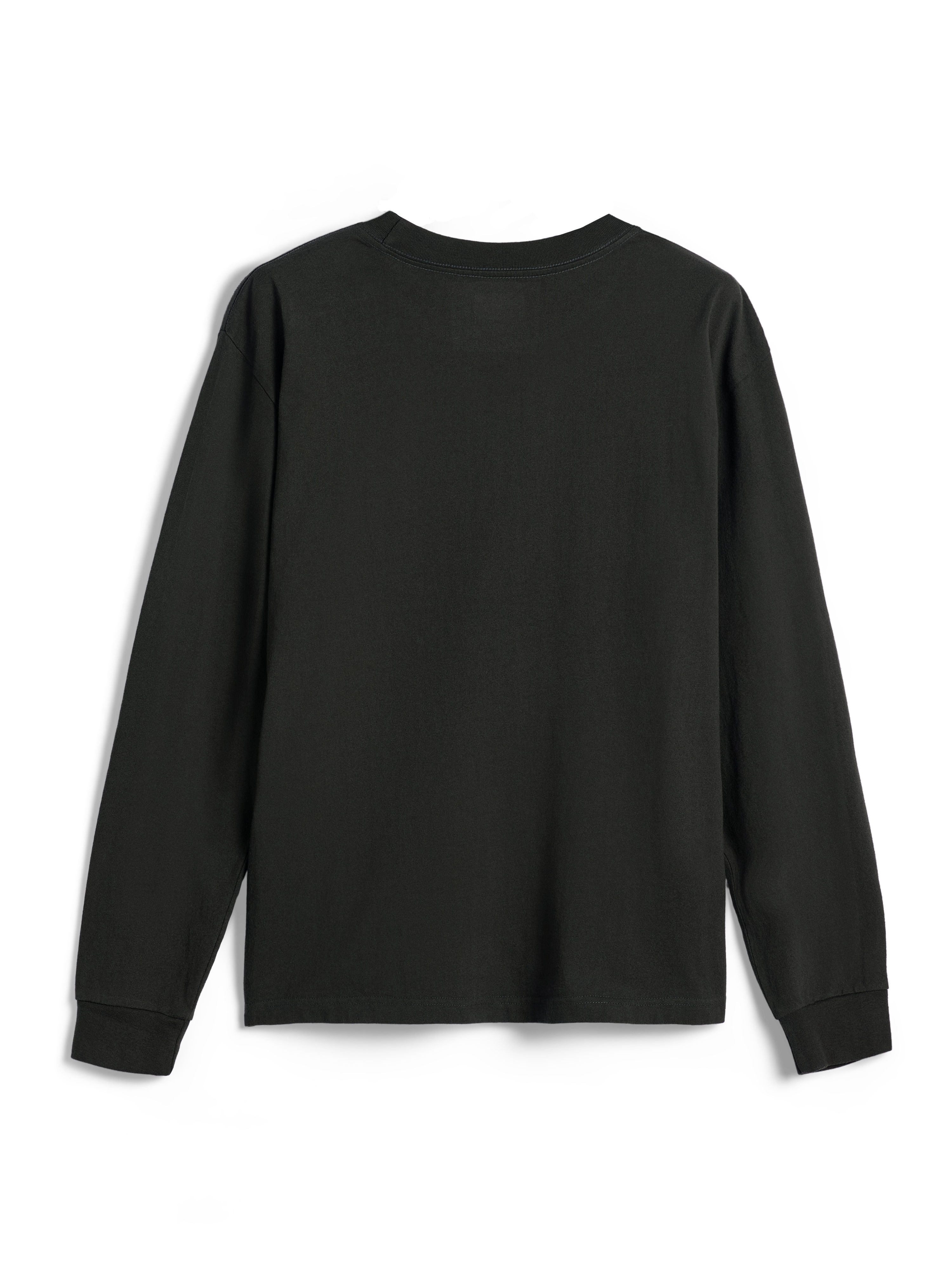 Alpinestars Essentials Ageless LS Tee, Langarm-T-Shirt, Off-Black, schlichte Rückansicht, hochwertiger Bio-Baumwoll-Jersey, entspannte Passform, lässige, vom Motorsport inspirierte Streetwear