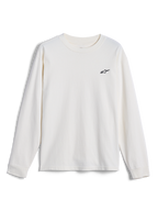Alpinestars Essentials Ageless LS Tee, t-shirt à manches longues, blanc cassé, avec un petit logo Alpinestars noir sur la poitrine, streetwear décontracté inspiré du motorsport