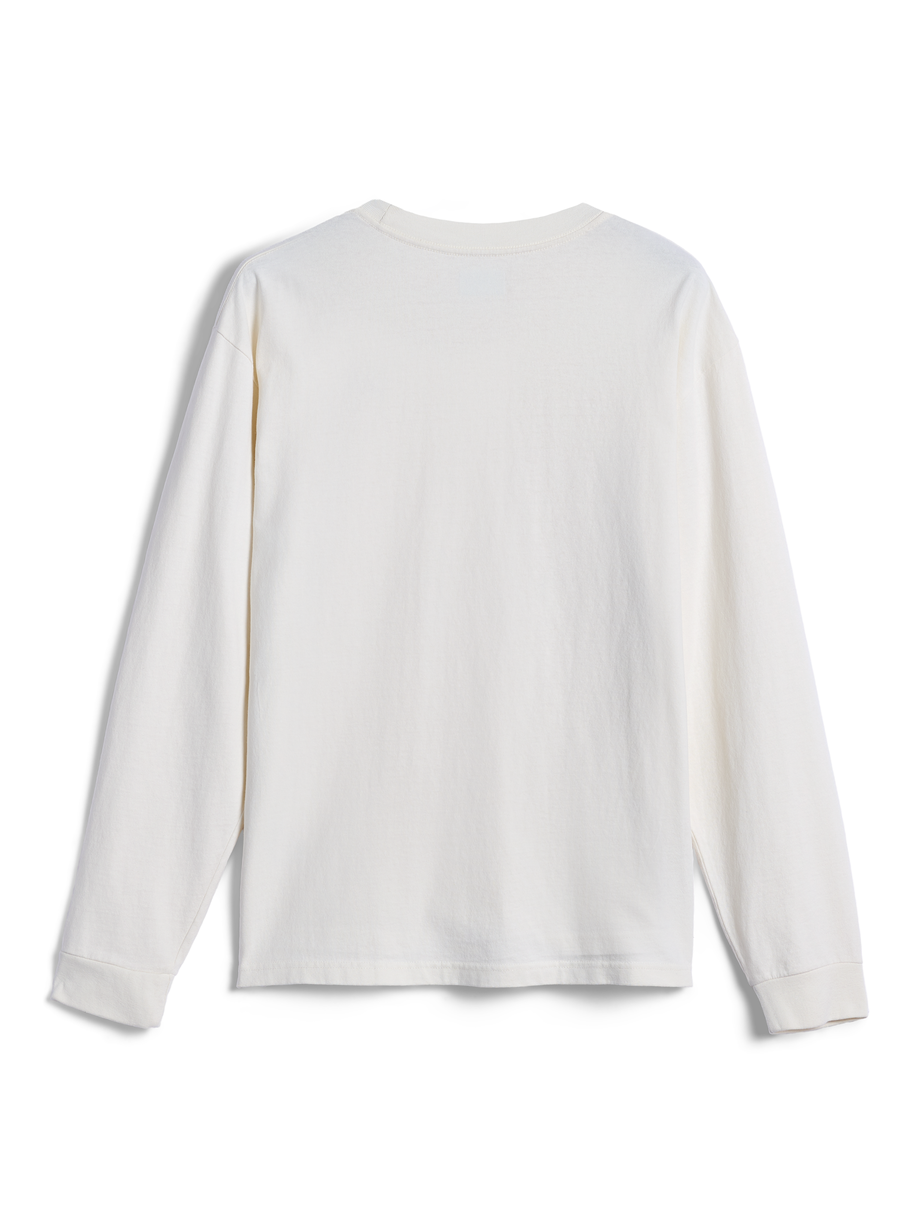 Alpinestars Essentials Ageless LS Tee, t-shirt à manches longues, blanc cassé, vue de dos, design minimaliste épuré, coupe décontractée, vêtement décontracté en coton biologique