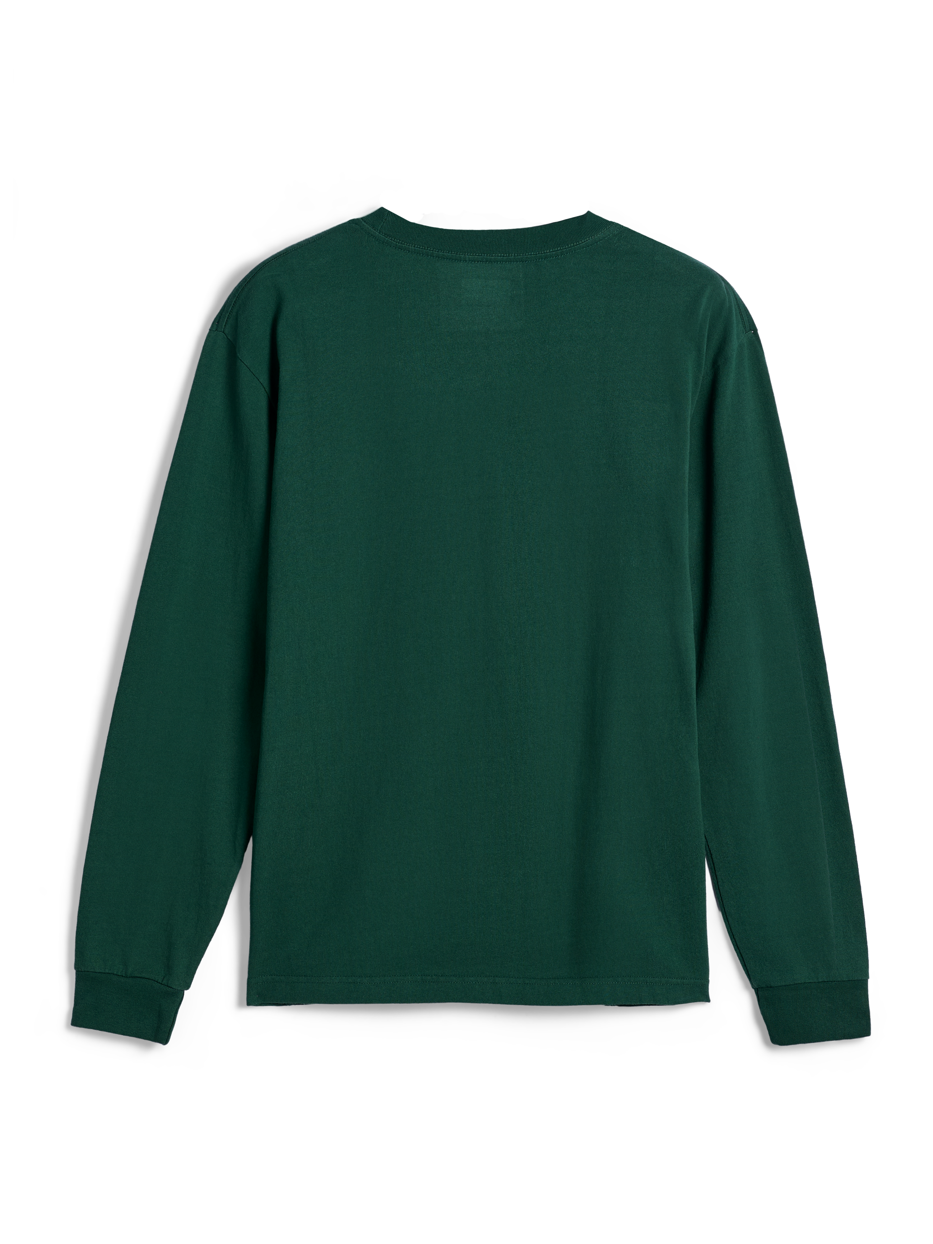Alpinestars Essentials Ageless LS Tee, t-shirt à manches longues, vert sapin, vue de dos, couleur vert uni avec col rond et poignets côtelés, coupe décontractée contemporaine, style streetwear décontracté
