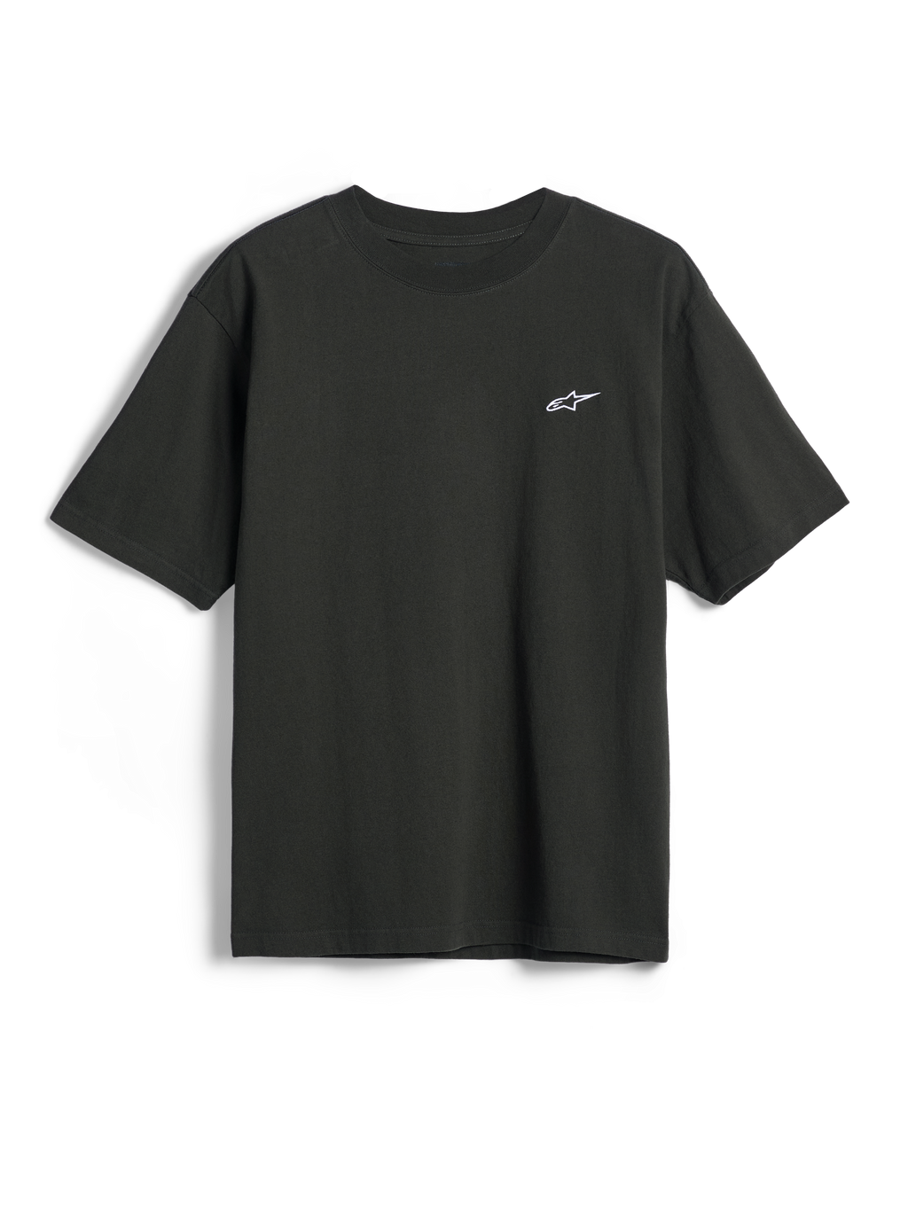 Alpinestars Essentials Ageless SS Tee, T-shirt met korte mouwen, Off Black, klein wit Alpinestars ster-logo op de borst, casual motorsport streetwear