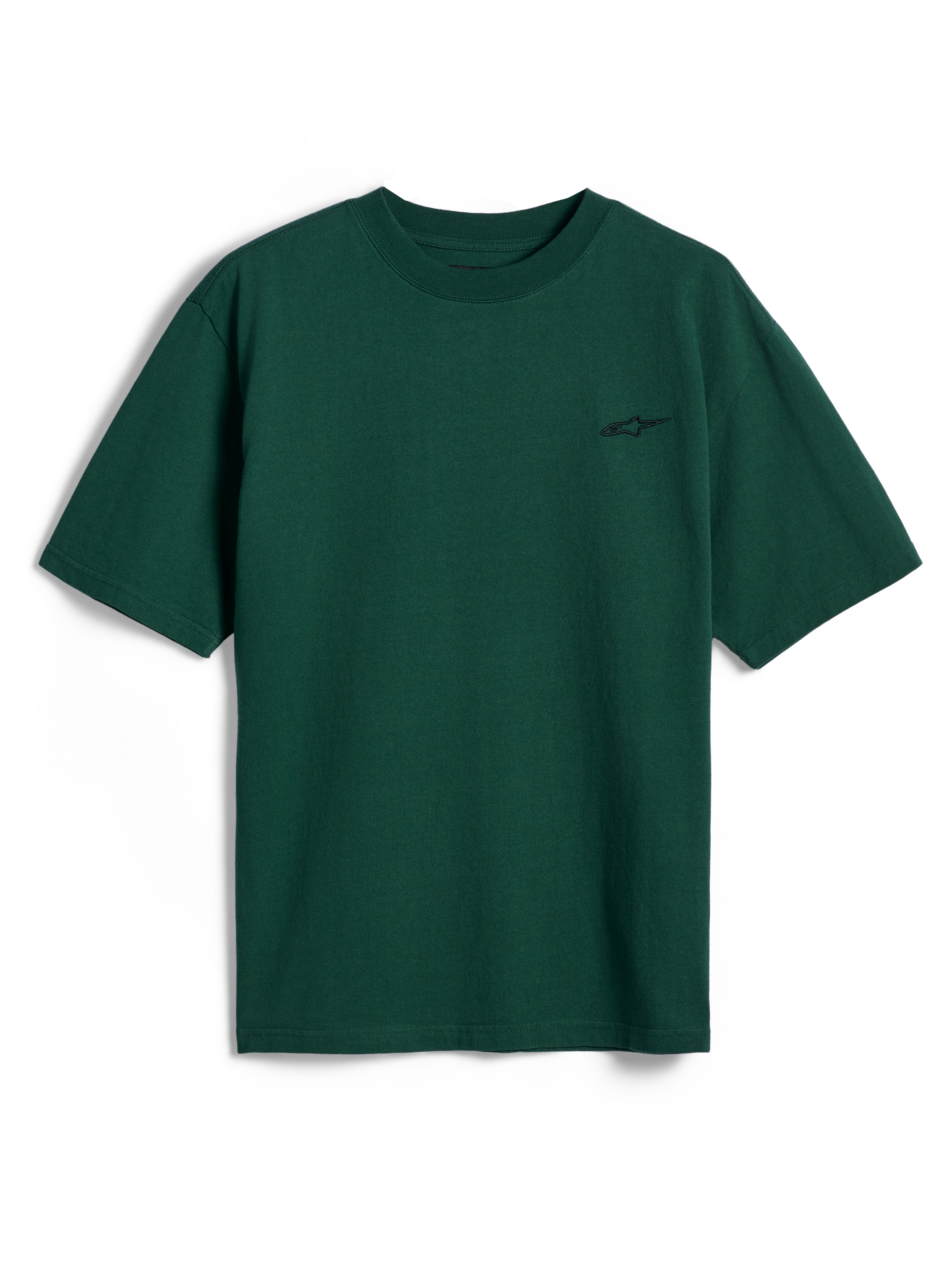 Alpinestars Essentials Ageless SS Tee, t-shirt à manches courtes, vert sapin, avec un petit logo Alpinestars sur la poitrine, streetwear décontracté motorsport
