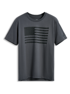 Alpinestars Waving CSF Tee, T-shirt met korte mouwen, antracietgrijs, zwarte wapperende vlag op de voorzijde, casual motorsport streetwear