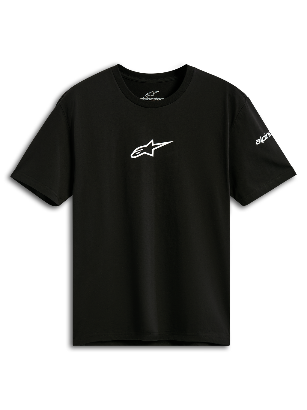Alpinestars Frontal CSF Tee, T-shirt met korte mouwen, zwart, wit Astars-logo op de borst, casual performance sportkleding