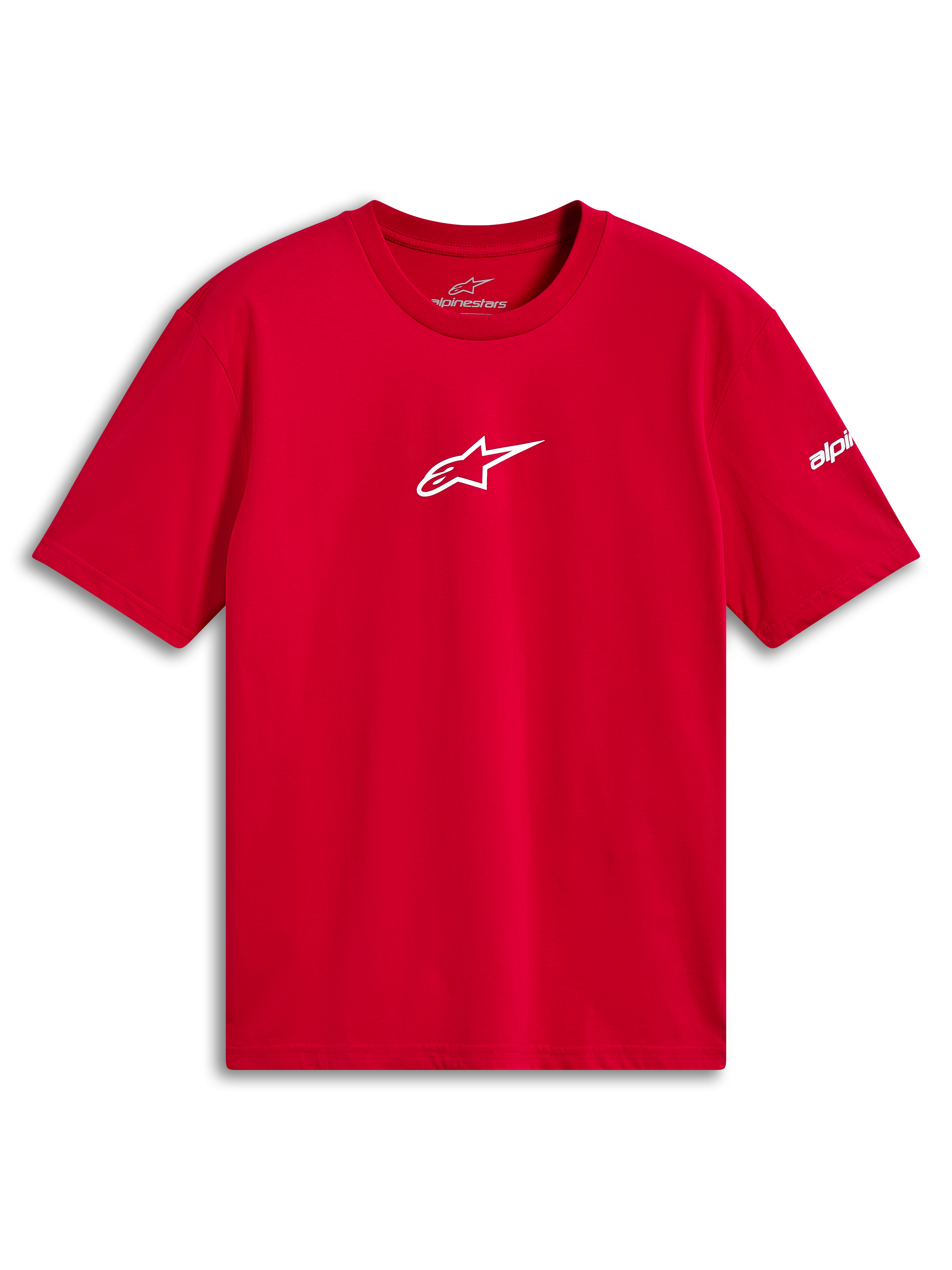 Alpinestars Frontal CSF Tee, T-shirt met korte mouwen, rood, wit Astars-logo op de borst, performance casual sportkleding