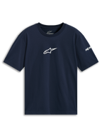 Alpinestars Frontal CSF Tee, T-shirt met korte mouwen, marineblauw, wit sterlogo centraal op de borst, duurzame performance sportkleding