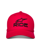 Casquette Alpinestars Ride Sonic, casquette de baseball rouge, logos RIDE et étoile brodés en 3D noirs, visière incurvée et couronne structurée, couvre-chef décontracté inspiré des sports mécaniques