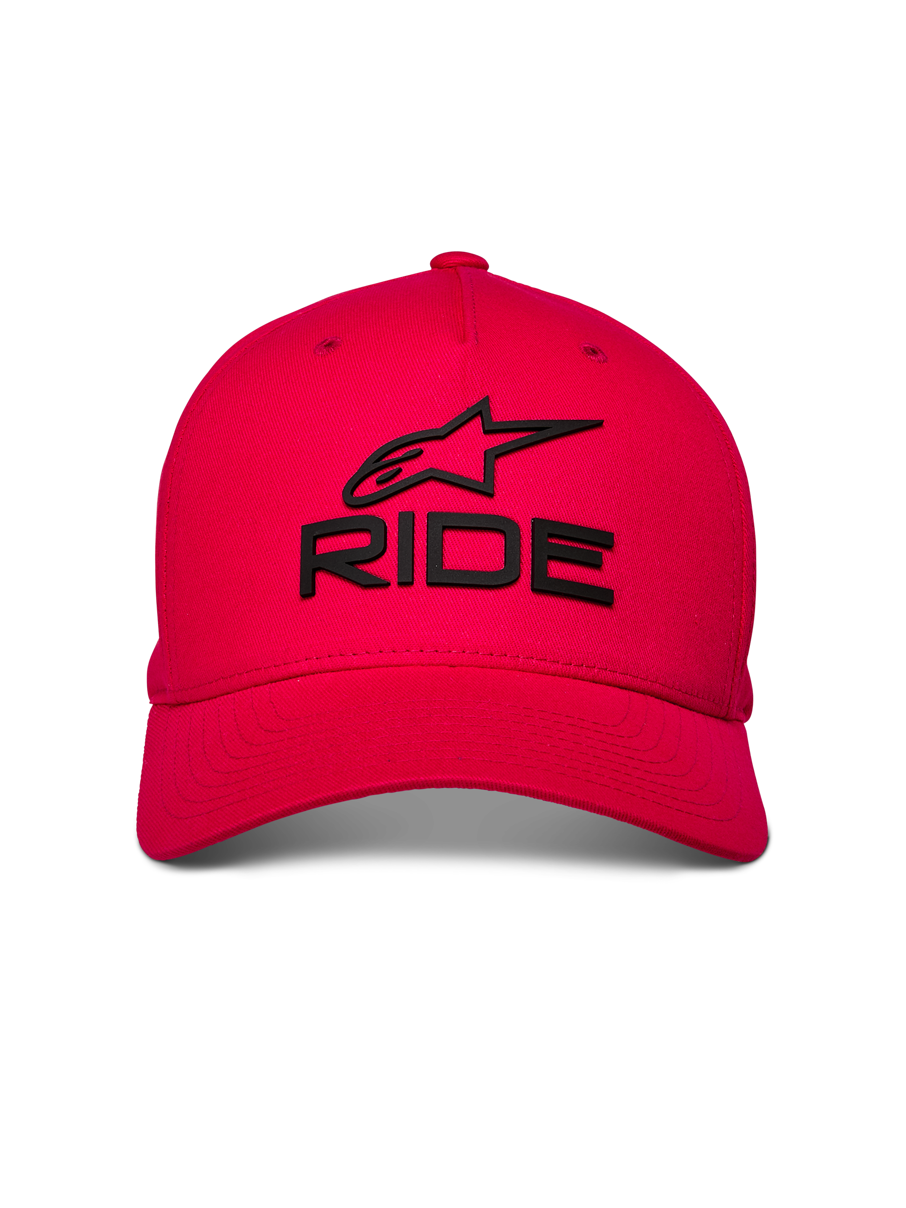 Casquette Alpinestars Ride Sonic, casquette de baseball rouge, logos RIDE et étoile brodés en 3D noirs, visière incurvée et couronne structurée, couvre-chef décontracté inspiré des sports mécaniques