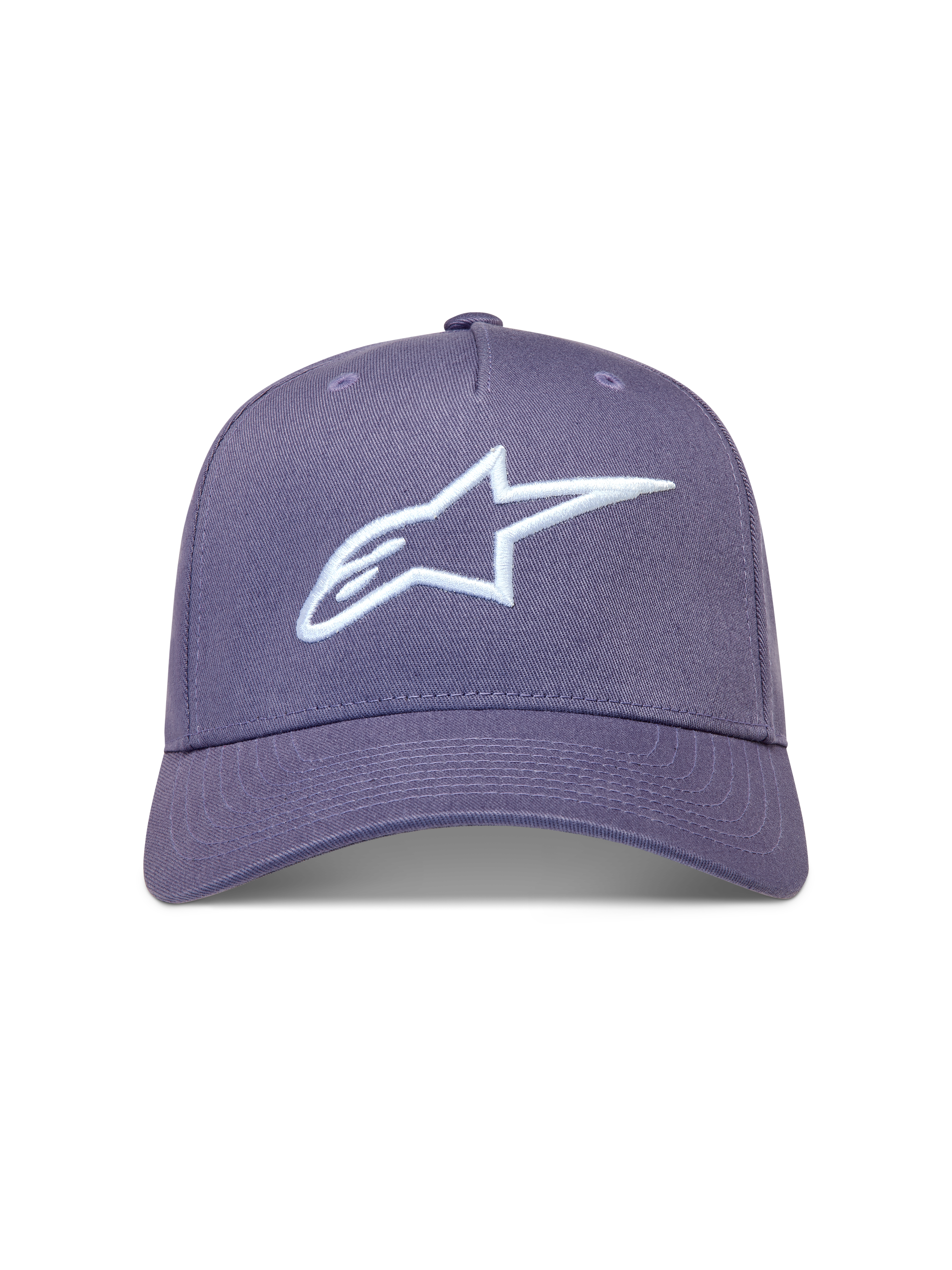 Casquette Alpinestars Ageless Snapback, violette et blanche avec logo Astars brodé en 3D, couronne structurée en sergé.