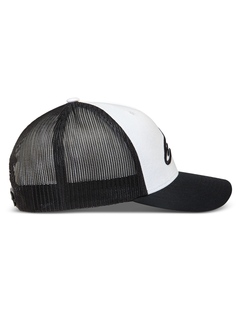 Alpinestars Ageless Snapback hoed, sportswear trucker pet met gebogen klep en mesh achterkant, zwart en wit