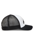 Alpinestars Ageless Snapback hoed, sportswear trucker pet met gebogen klep en mesh achterkant, zwart en wit