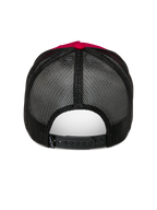 Alpinestars Ageless Trucker Hat, Red and Black, Rear view featuring black poly mesh back and adjustable snapback closure, Red top button and crown detail, Casual Motorsport Headwear