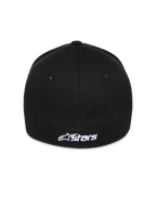 Alpinestars Ageless Multi pet, zwarte baseballcap, achteraanzicht met wit geborduurd Astars-logo, flexibele achterkant, casual sportieve stijl