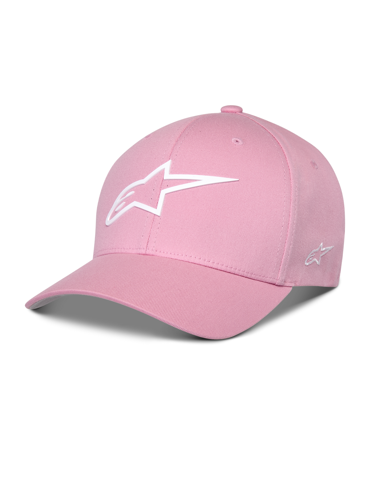 Alpinestars Ageless Multi Hat, Pinke Baseball-Cap, Gebogener Schirm, Weißes 3D Astars-Logo, Strukturierte Krone, Lässige Sportbekleidung
