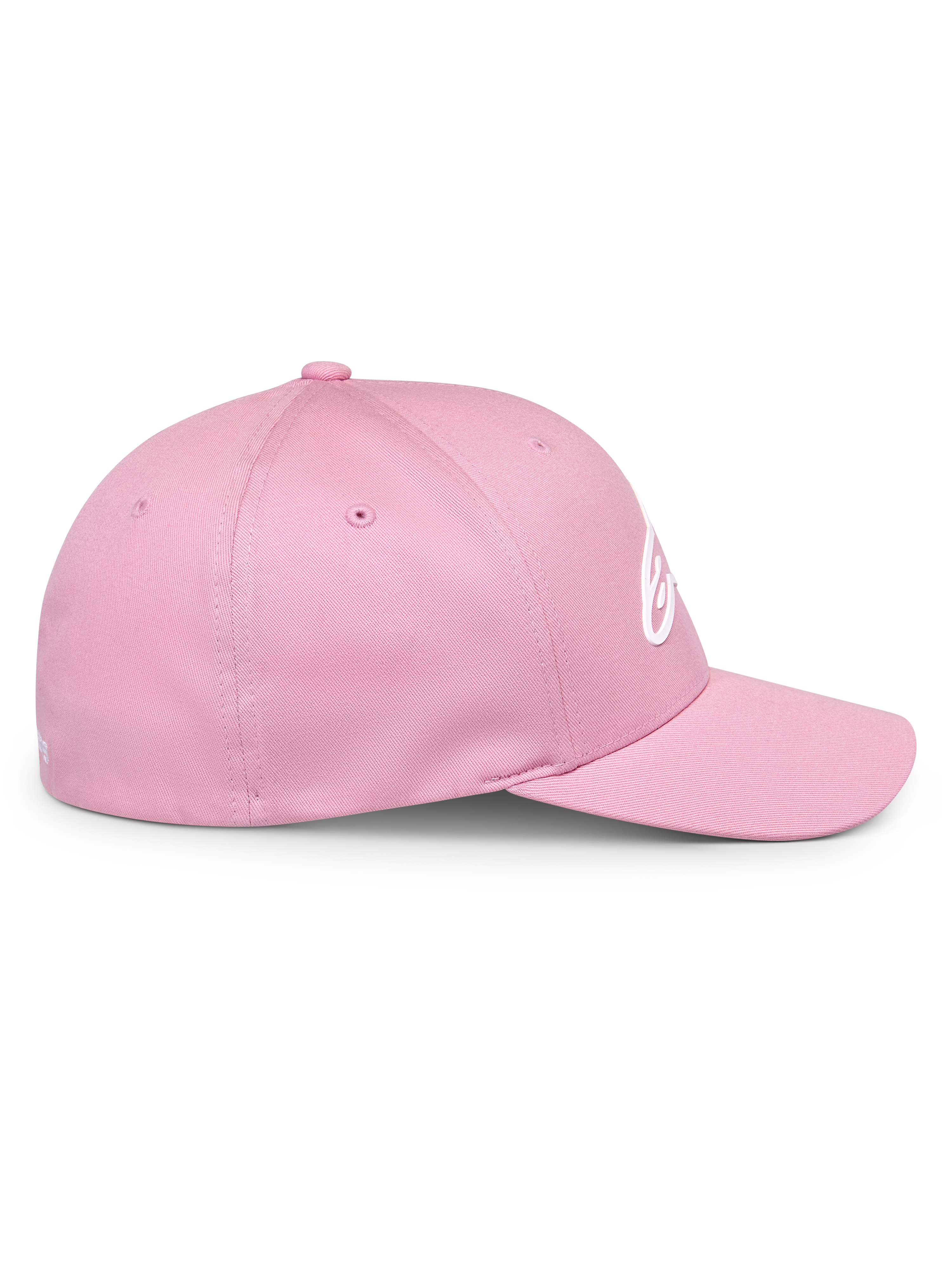 Alpinestars Ageless Multi Hat, pinkfarbene Baseballcap, Seitenansicht, gebogener Schirm und strukturierte Krone, weißes 3D-Astars-Logo, lässige, vom Motorsport inspirierte Streetwear