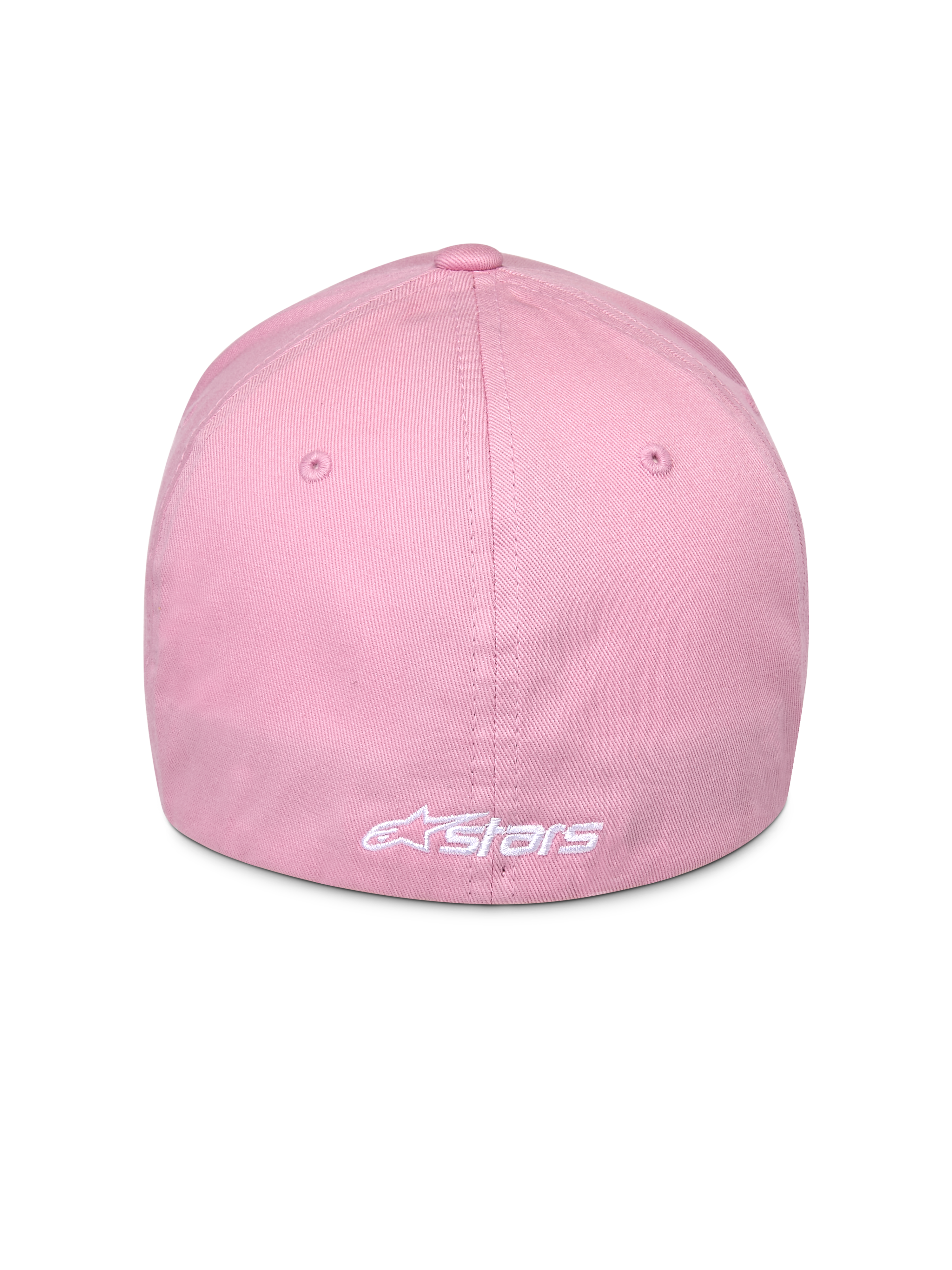 Alpinestars Ageless Multi Cap, Pink, Rückansicht mit weißem besticktem Astars-Logo, Flex-Fit-Design, Stretch-Twill-Gewebe, lässige Motorsport-Kopfbedeckung